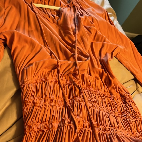 R. Vivimos women’s cotton long sleeves neck layered ruffles pleated mini dress - Picture 5 of 5